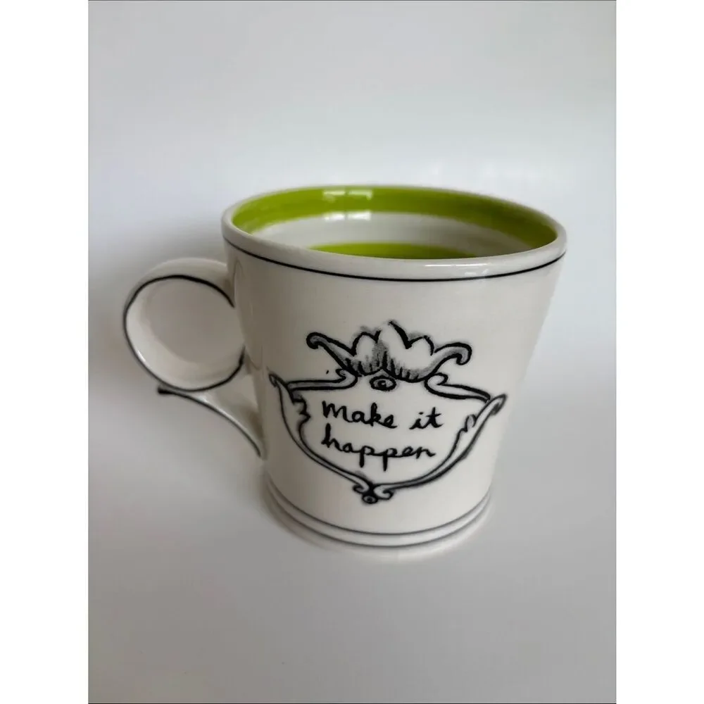 Molly Hatch Anthropologie Make It happen Crown Green Stripe Mug